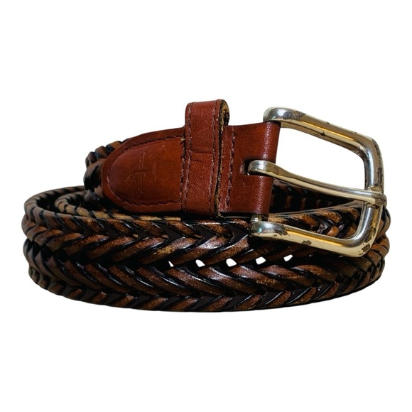 Men's Brown Braided Leather Belt Size 44-46 in - Picture 1 of 4